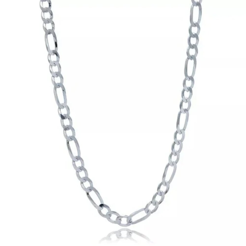 NWT Titanium Steel UNISEX Figaro Chain Necklace 6mm wide 24in long